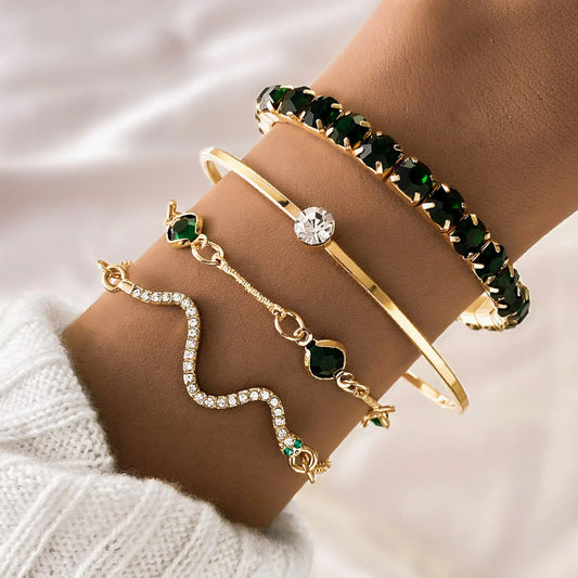 Green Diamond Bracelet Set