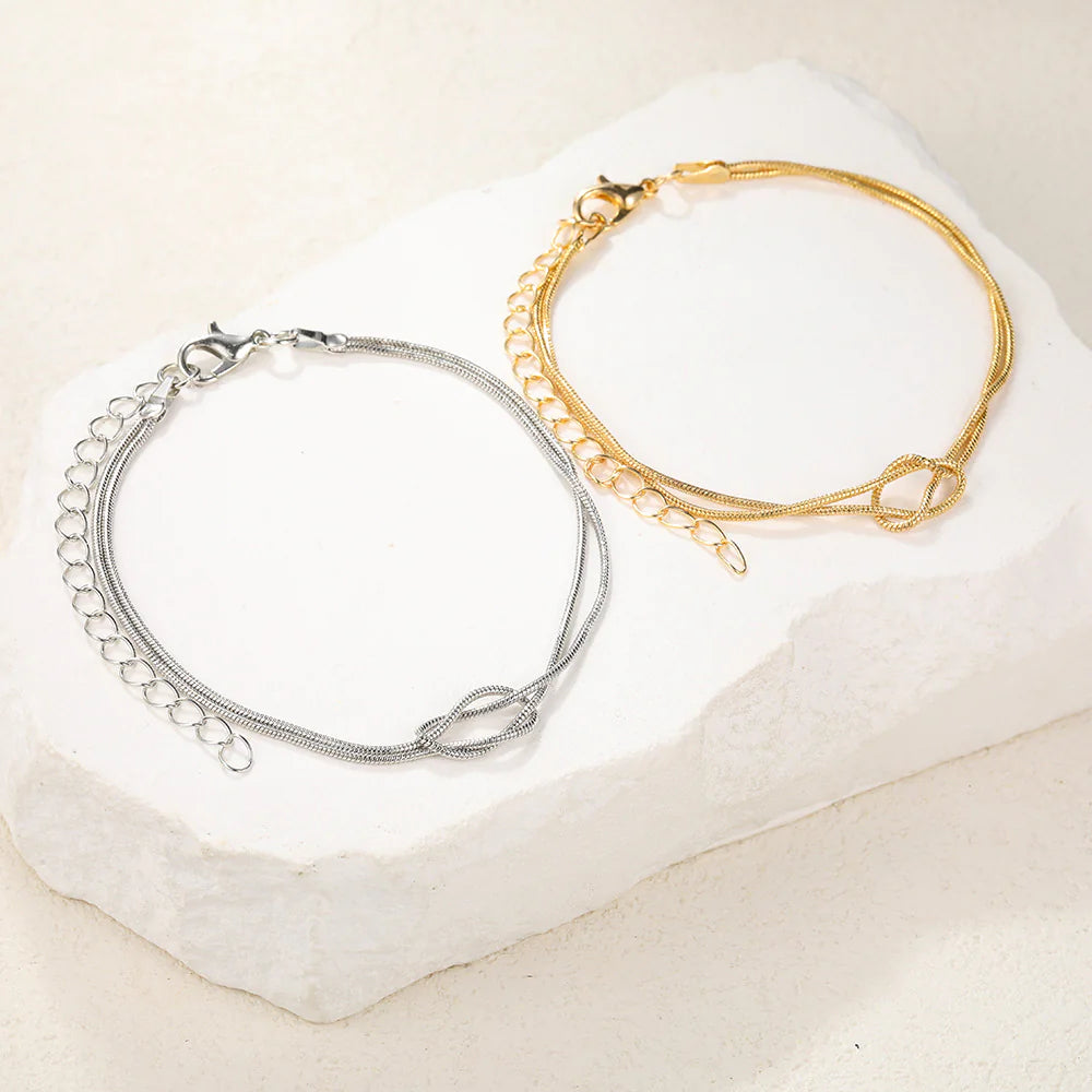 Elegant Couple's Knotted Bracelet Set