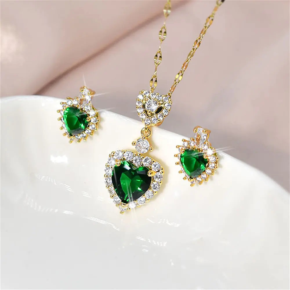 Heart Crystal Jewelry Set